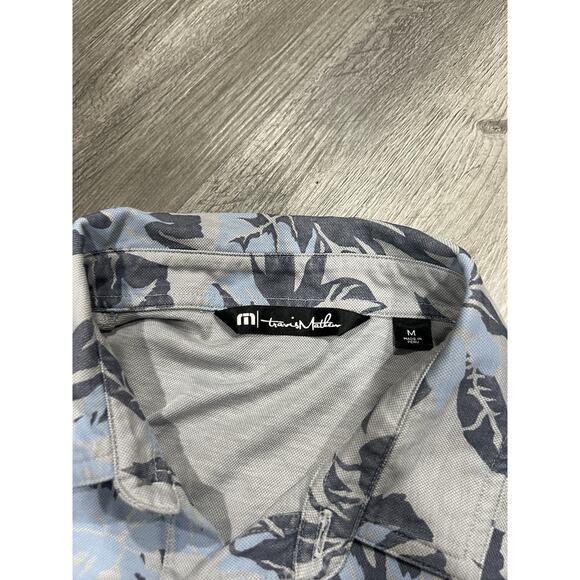Travis Mathew Mens Blue and Gray Floral Golf Polo Size M - Picture 3 of 4